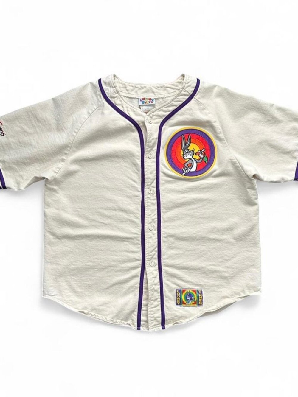 Looney Tunes Bugs Bunny Baseball Jersey Vintage Cartoon Button Up Large